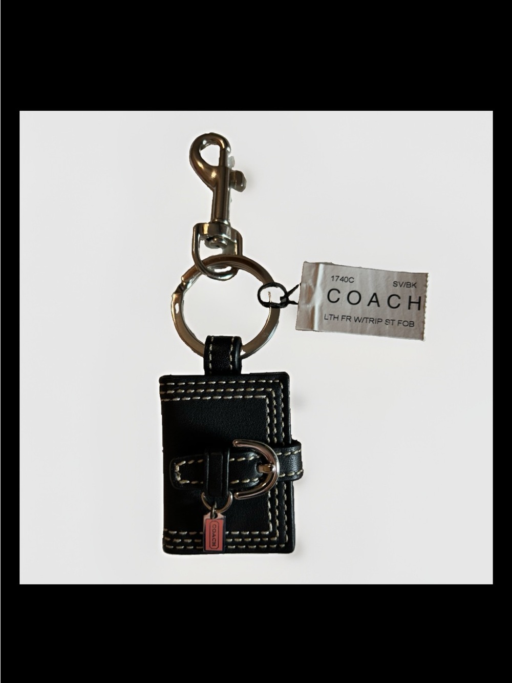 Coach Mini Black Leather/Pink Mini Hangtag Photo Book, Charm, 2004 Style: #1740C - Picture 2 of 7